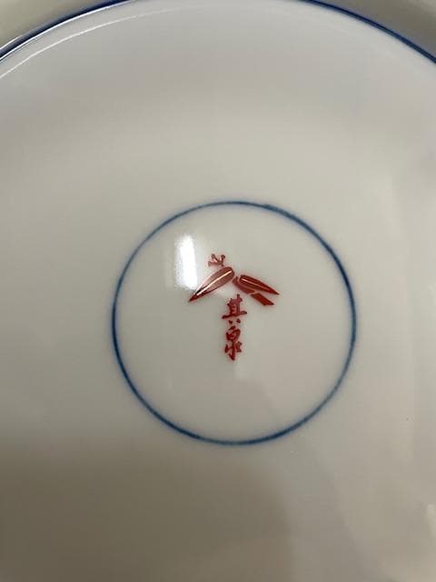 花柄 八角形皿 青金装飾