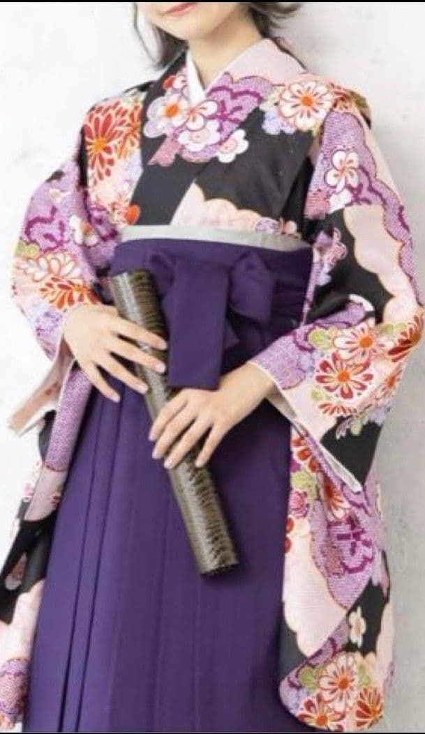 袴セット 袴4点セット 二尺袖着物 袴 襦袢 下帯＋髪飾り＆黒ソックス