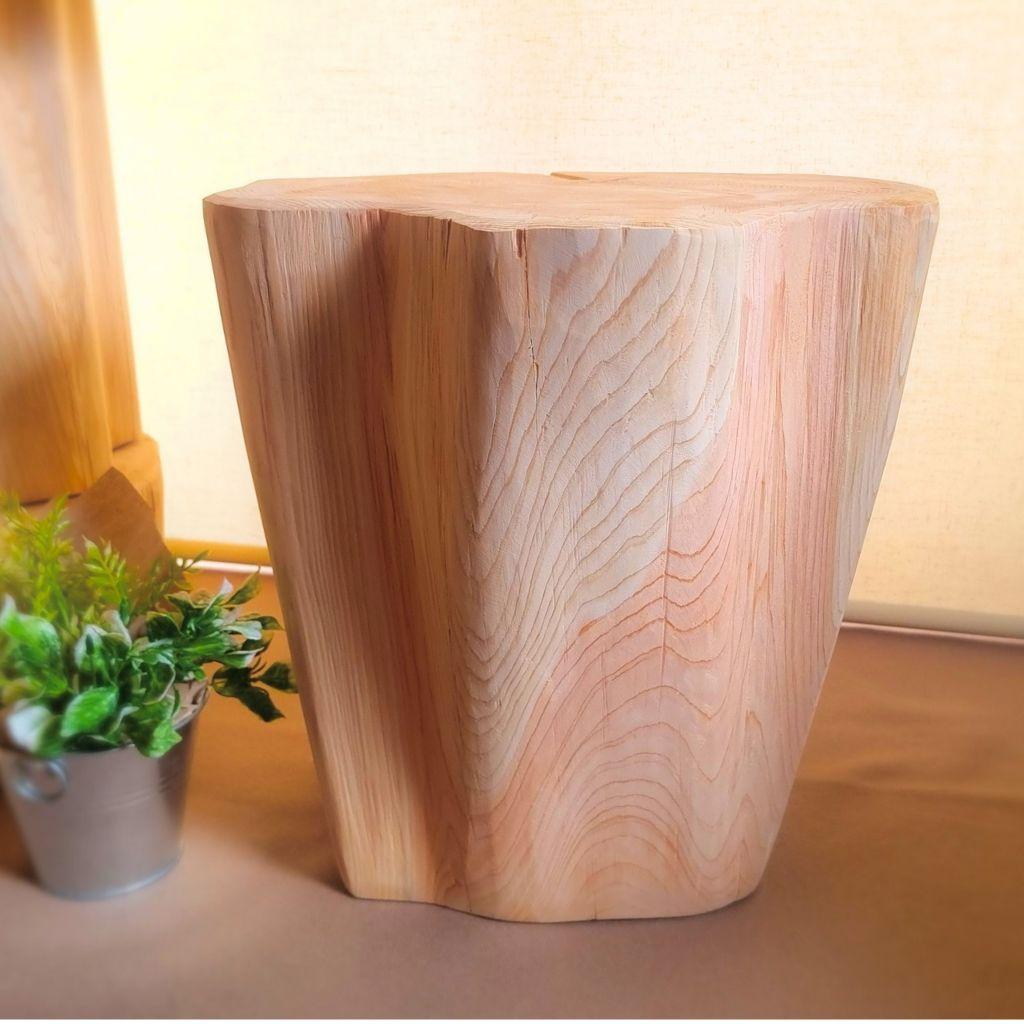 東濃ひのき 高さ37幅38 切株スツール・テーブル・無垢無塗装・オーガニック