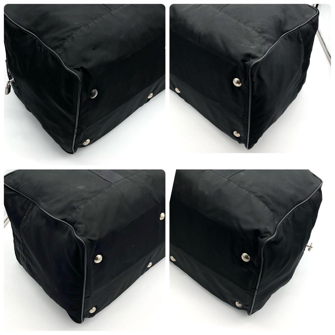 【極美品✨】プラダ ボストンバッグ テスートナイロン レザー 南京錠 鍵付き 黒