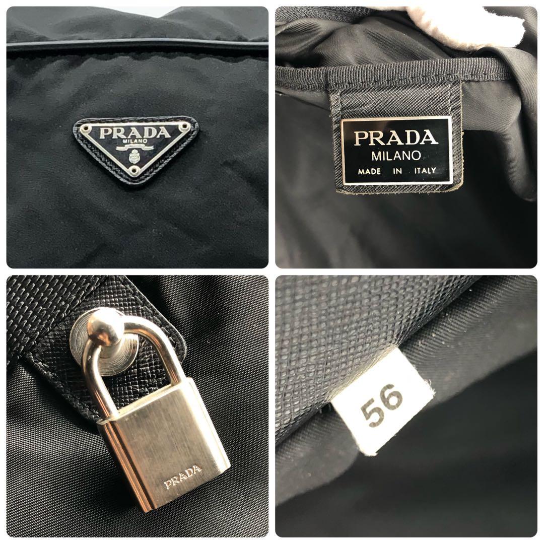 【極美品✨】プラダ ボストンバッグ テスートナイロン レザー 南京錠 鍵付き 黒