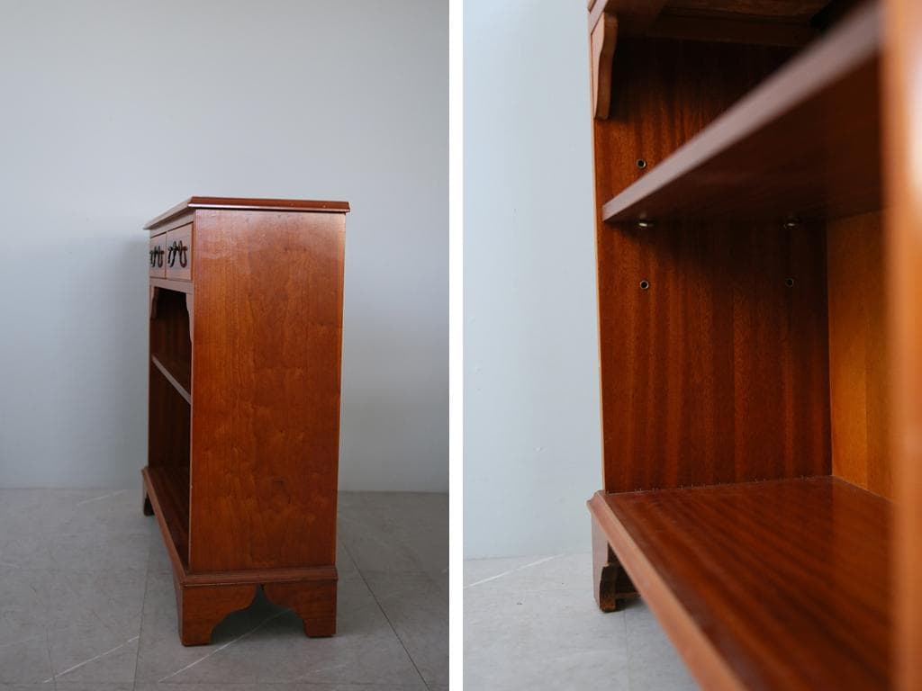 英国アンティーク木製ブックシェルフ/本棚/食器棚/飾り棚/収納ラック92-130