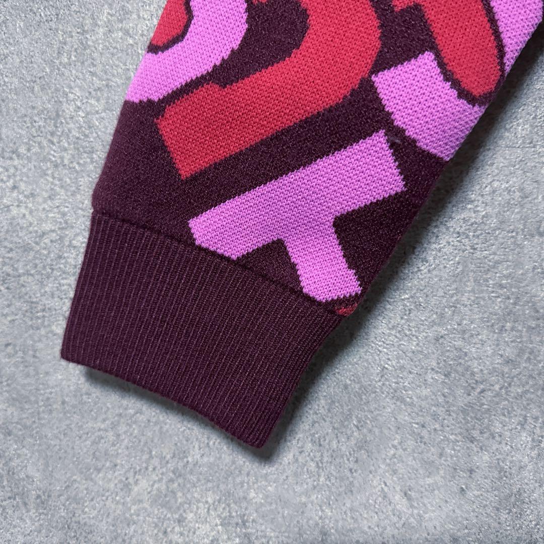 Jack Bunny ジャックバニー総柄 ロゴ ニット ジャケット レッド系 0