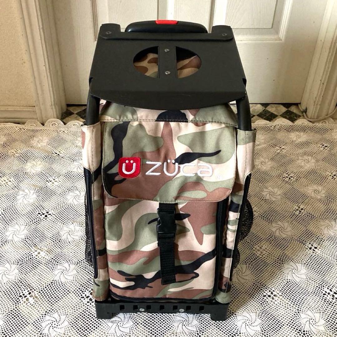 ズーカZUCA 座れるキャリーバッグ カモフラージュ柄 キャリーカート 35L