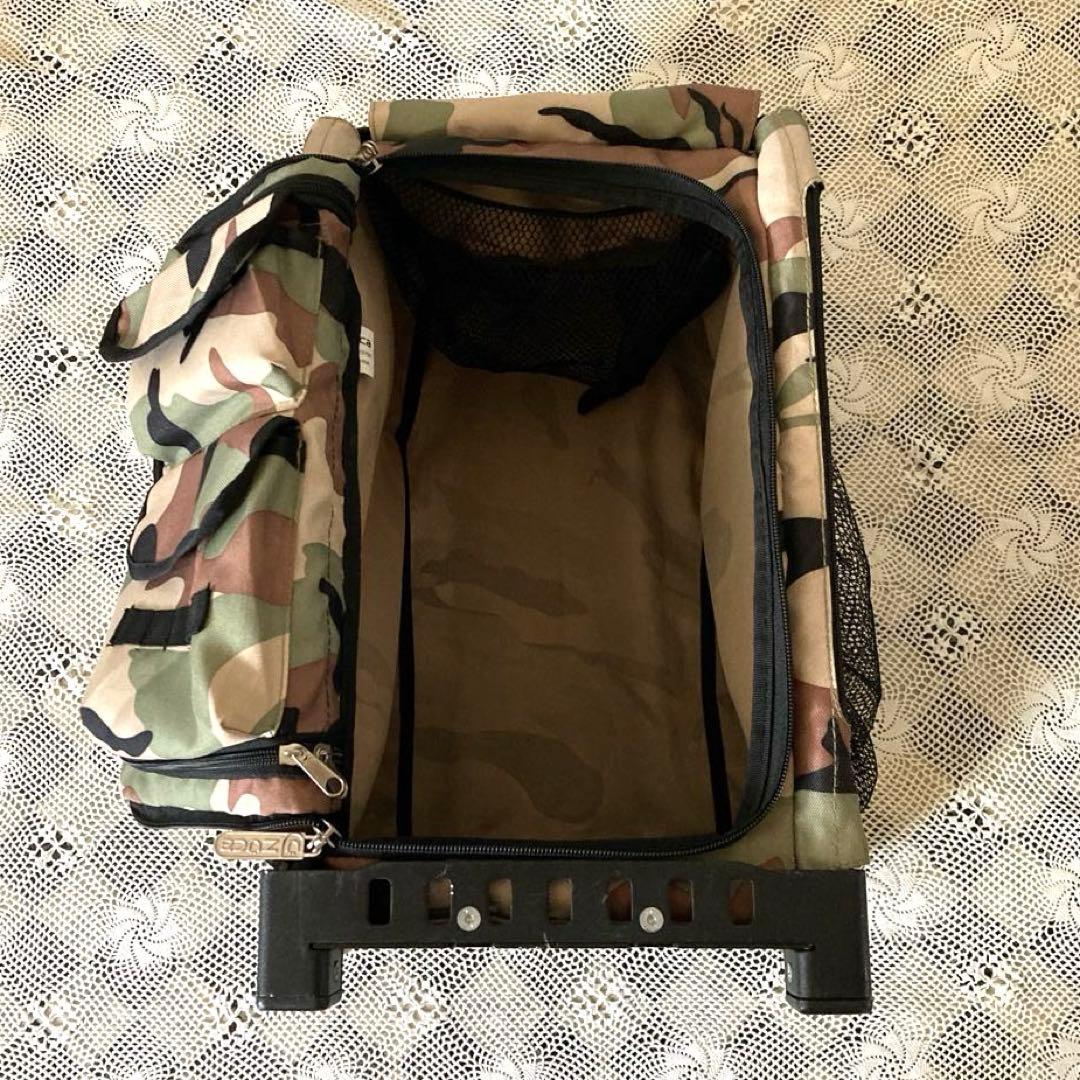 ズーカZUCA 座れるキャリーバッグ カモフラージュ柄 キャリーカート 35L