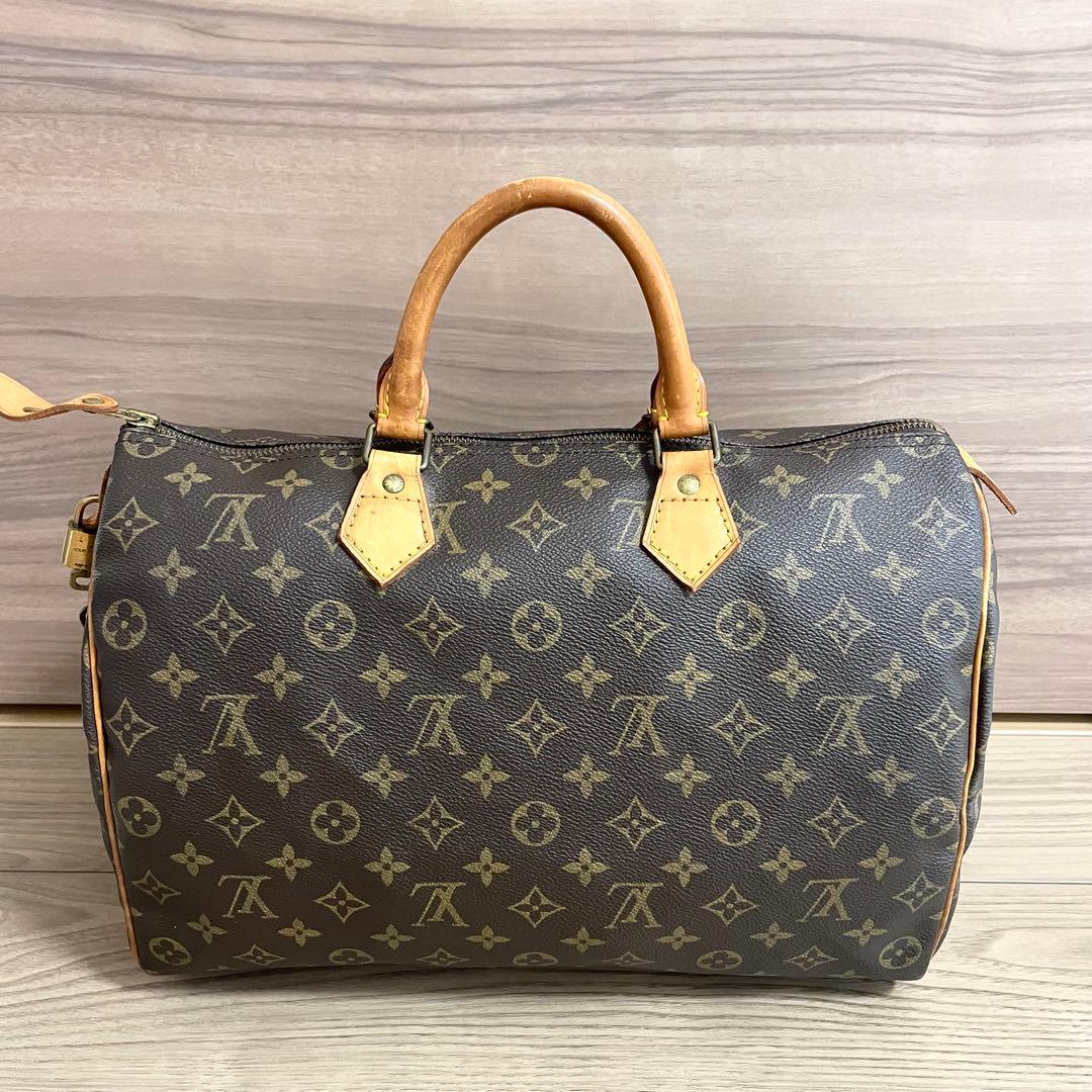 ルイヴィトン　ボストンバッグ　スピーディ35 モノグラム　ブラウン　ヌメ革