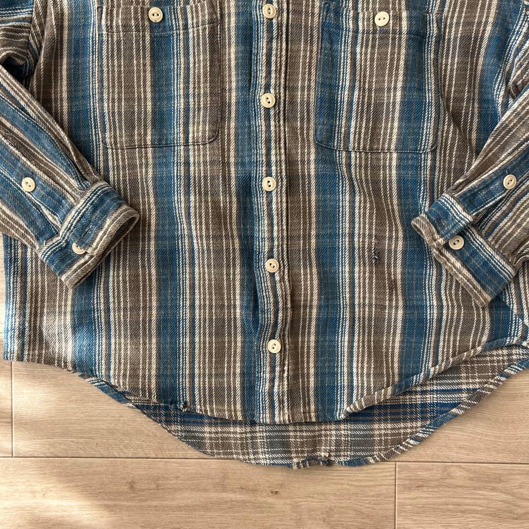 SALE✨90s Singapore製RRL 三ツ星タグネルシャツ ヘビネル猫目