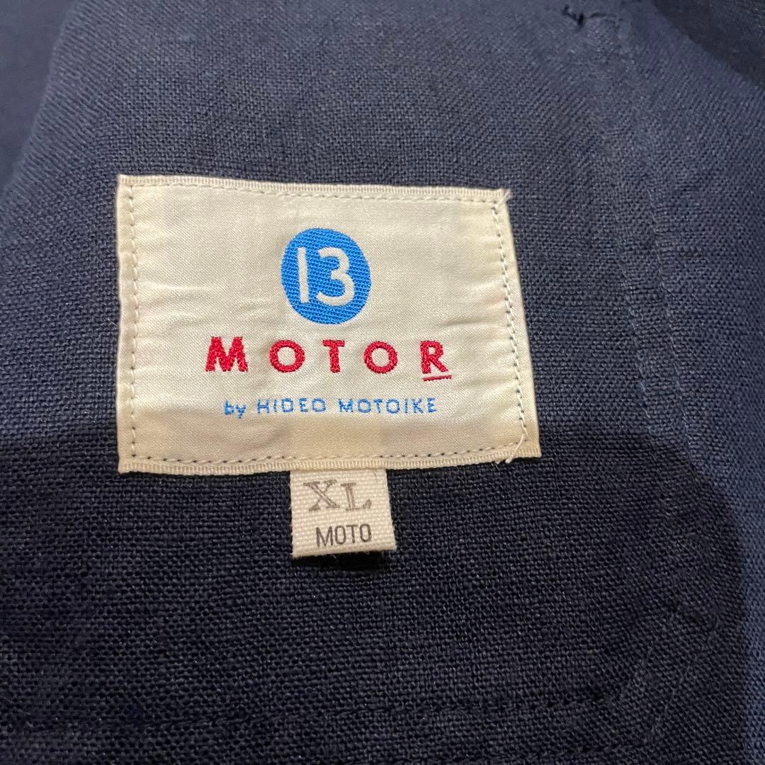 MOTOR モーター リネンフレンチワークジャケット 本池秀夫 XL 紺