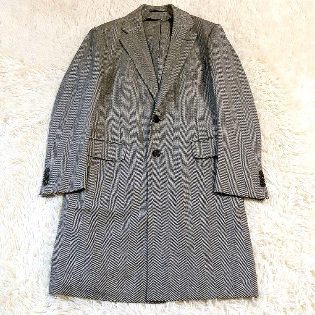 【伊生地・カシミヤ・ヘリンボーン】TOMORROWLAND　チェスターコート　S
