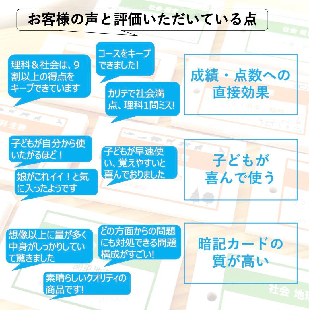 中学受験 暗記カード【4年下 社会・理科11-18回】 予習シリーズ 組分け対策