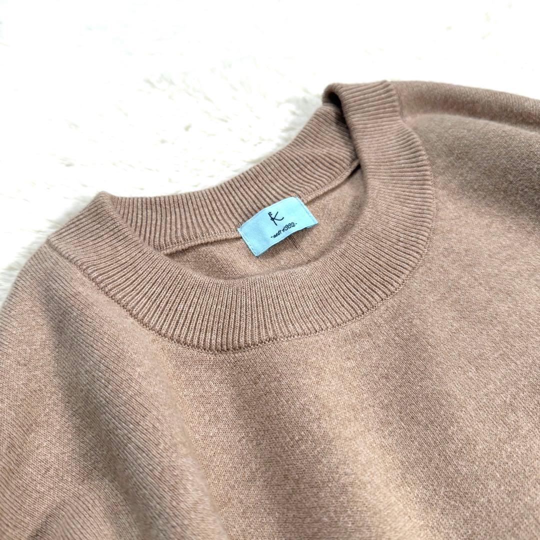 【新品】組曲 カシミヤ混 スムースニット スウェット ベージュ 6 大きいサイズ