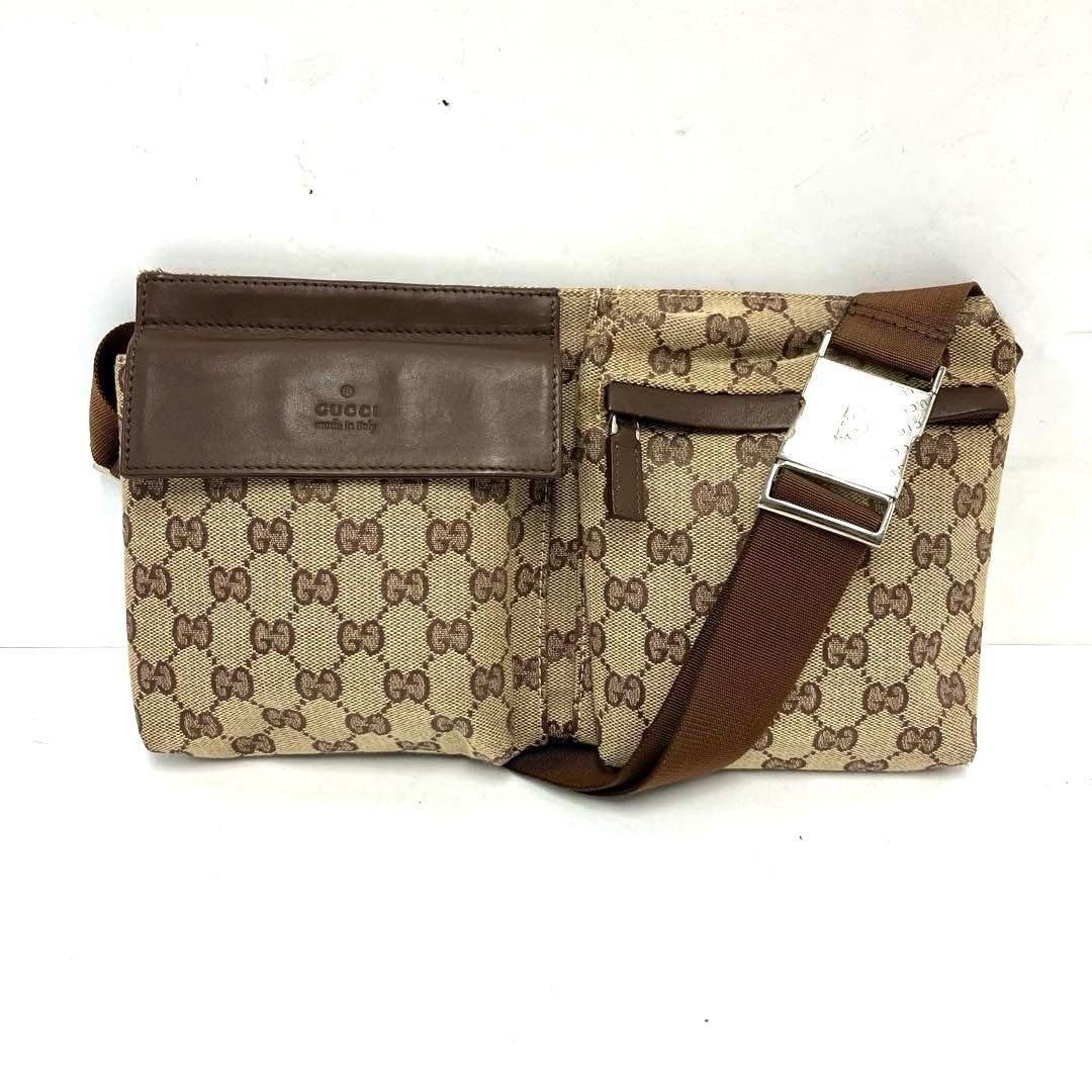 大人気☆GUCCI☆グッチ☆ボディバッグ☆GGキャンバス☆レザー☆ブラウン