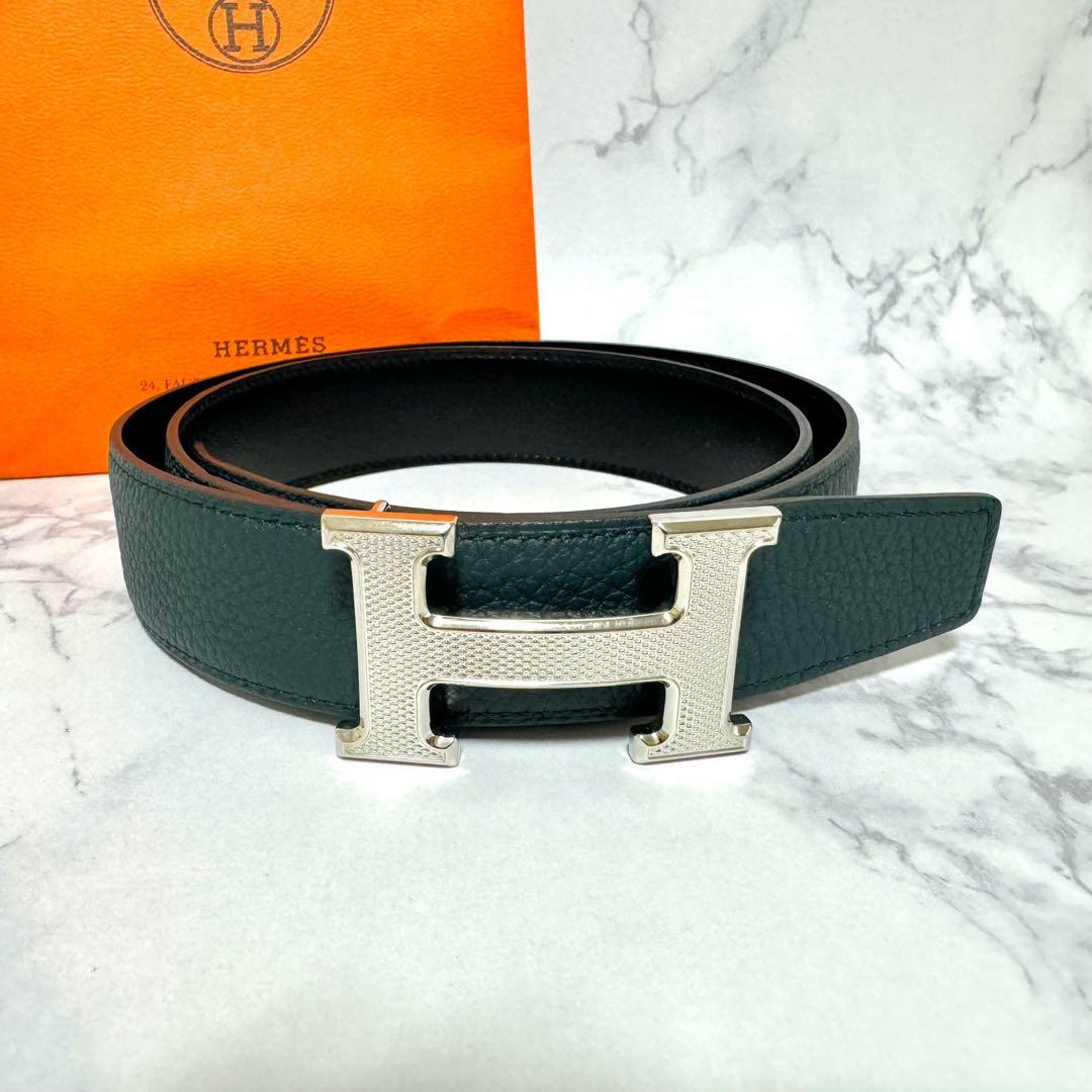HERMES ベルト 黒 グリーン