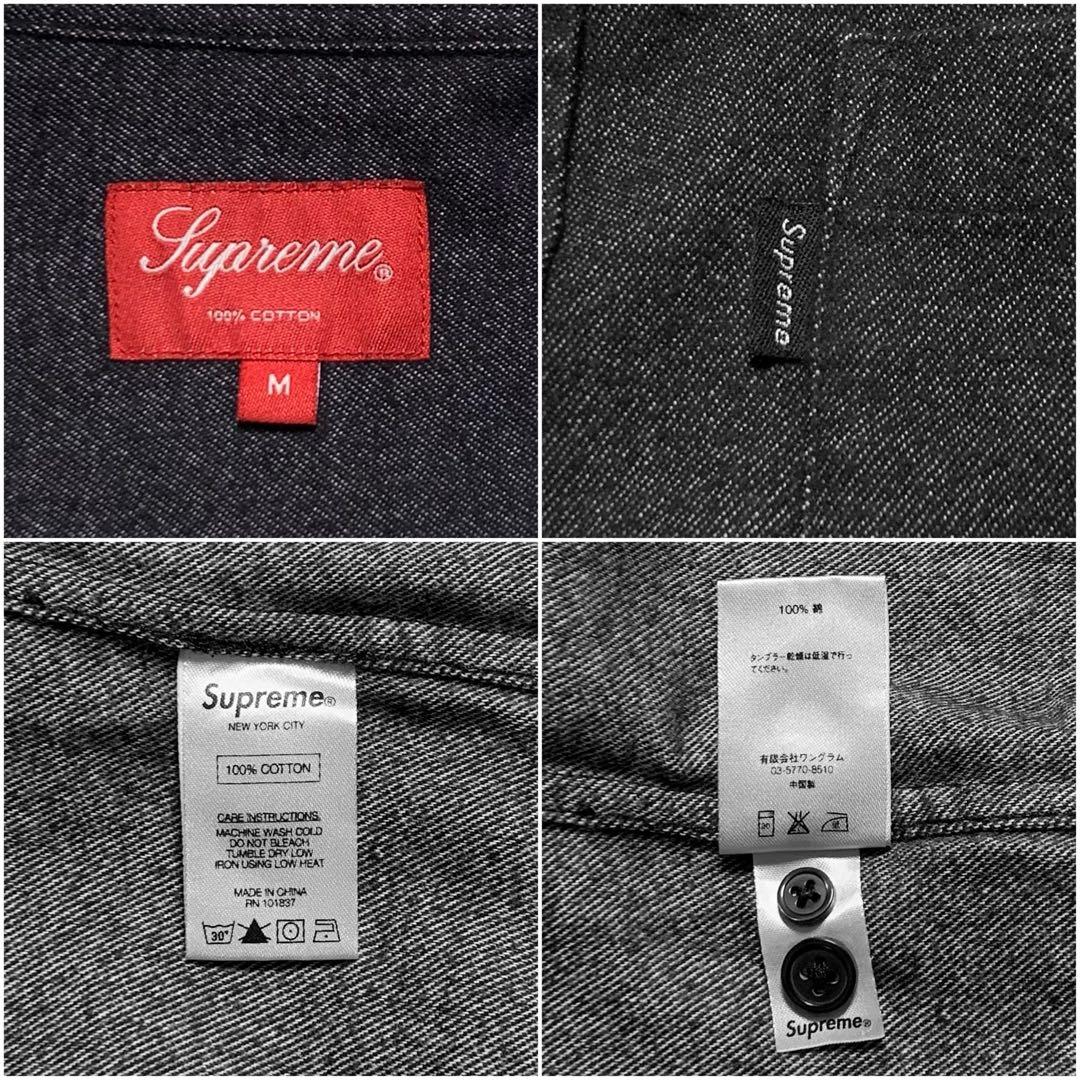 ☆良品 シュプリーム ピスネーム 長袖 フランネルシャツ 黒 M ネルシャツ