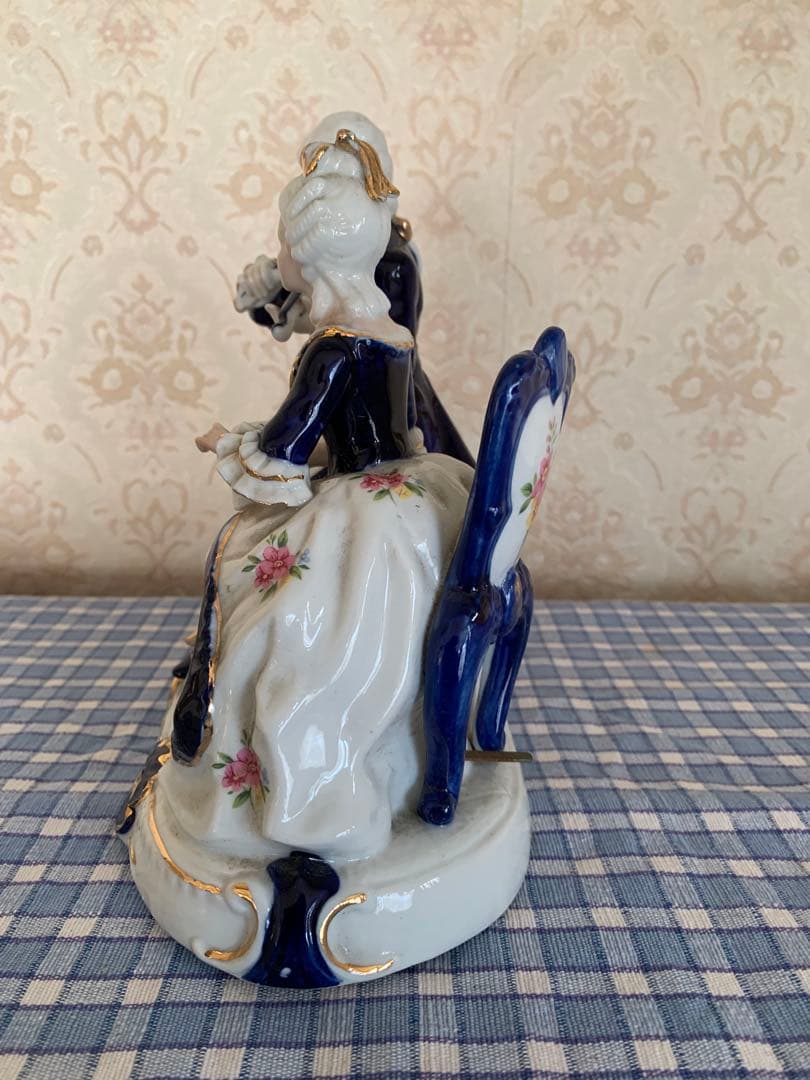 愛の讃歌 オルゴール アンティーク レトロ 陶器 フランス人形風 日本製