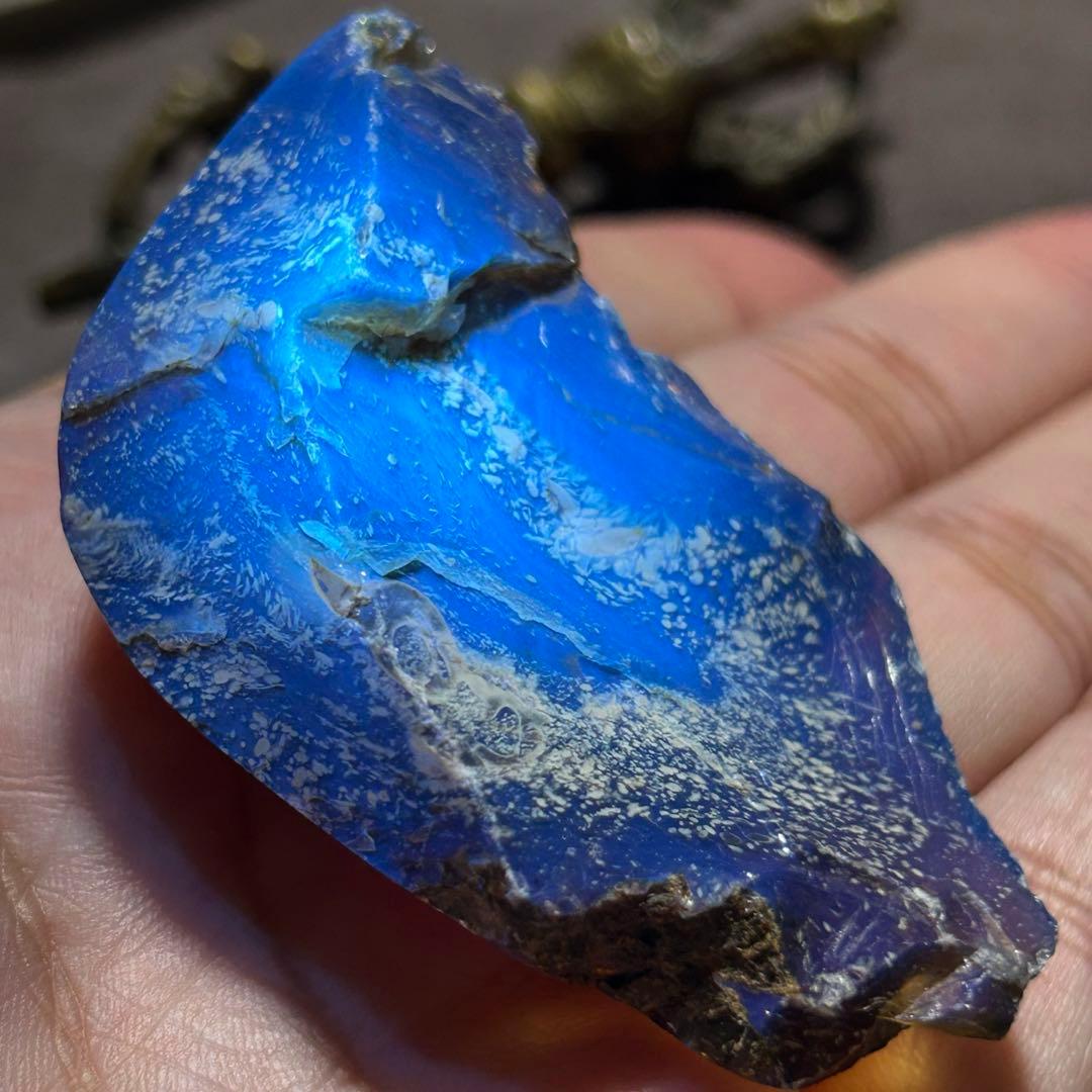 ☆別格高級品！来福開運秘宝⑤！極美！琥珀　ブルー　アンバー　原石