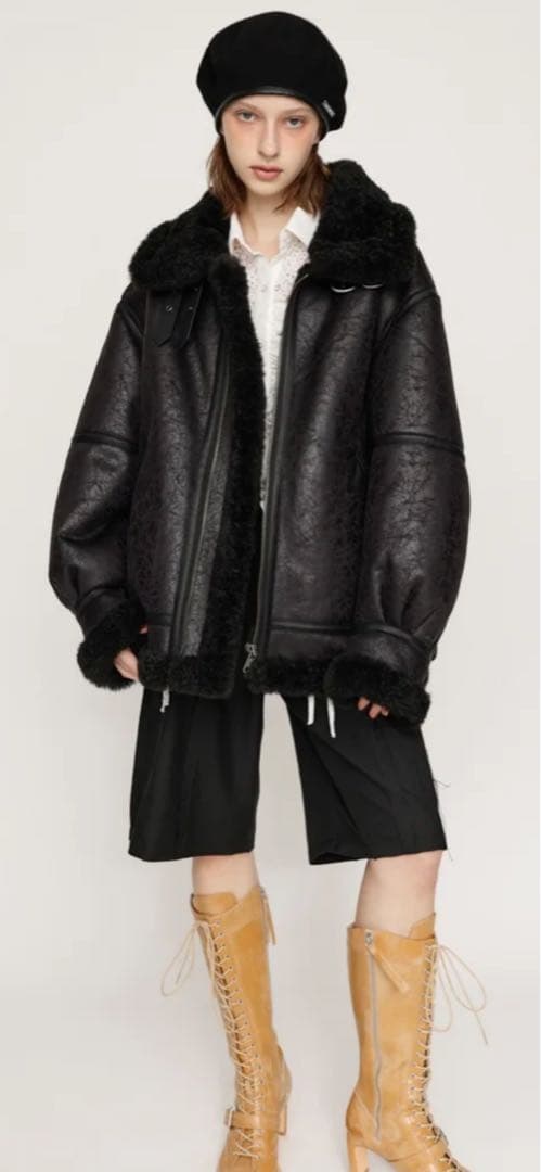 【新品未使用】SLY ヴィンテージ フェイク シアリング ジャケットブラック