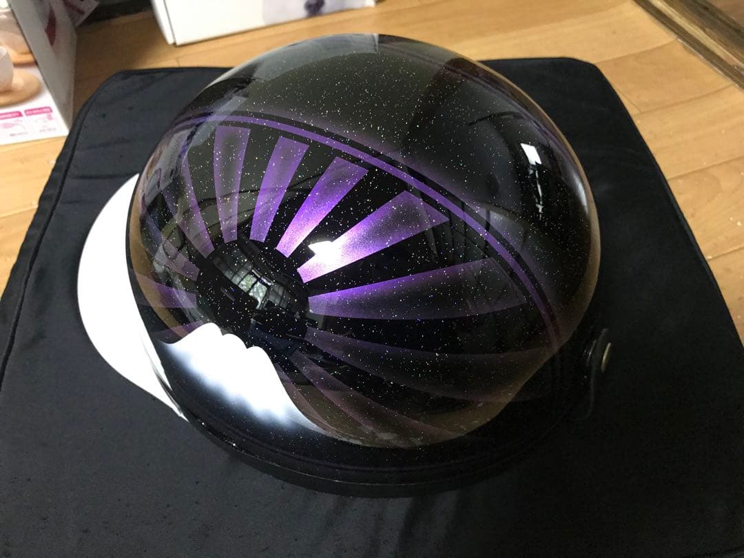 7色ラメ 黒紫 富士日章 コルク半 ヘルメット ゼファーχ XJR400 旧車會