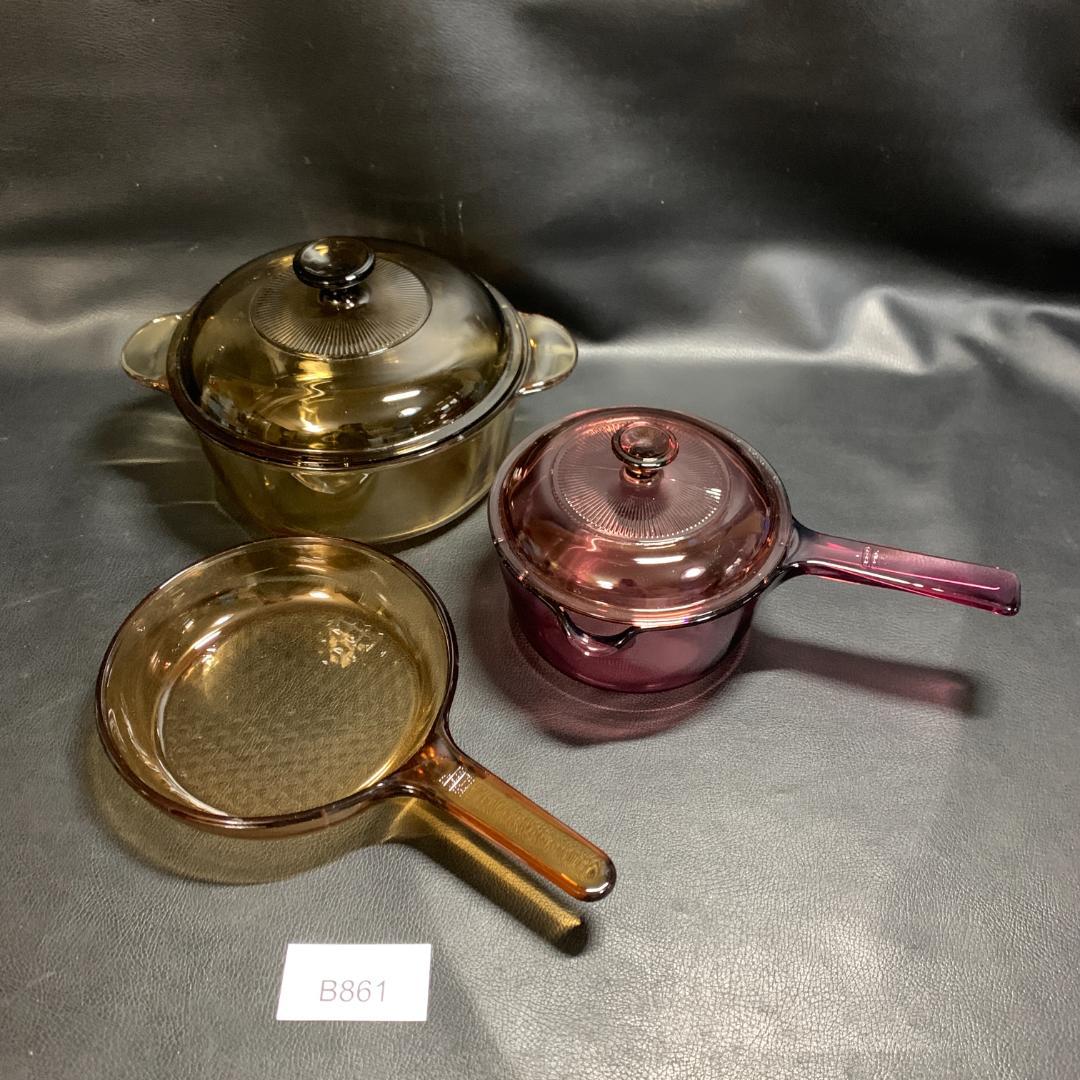 ビジョン　クランベリー　片手鍋　フライパン　パイレックス鍋 3点セット