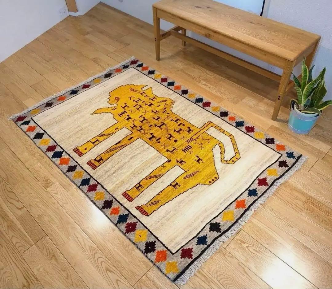 ペルシャ　トライバルラグ　アマレバフト　150×105 生成ライオン