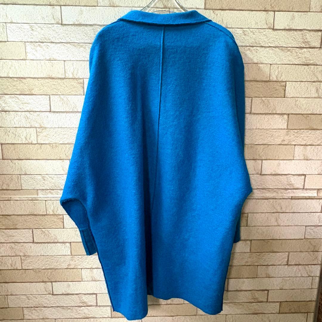 Y-12 イタリア製 SOPHYE ウールハーフコート ブルー L