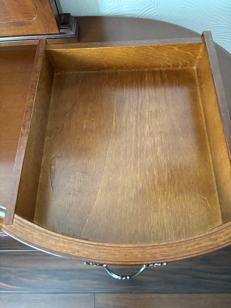 イタリア製木製三面鏡ドレッサーとスツールセット