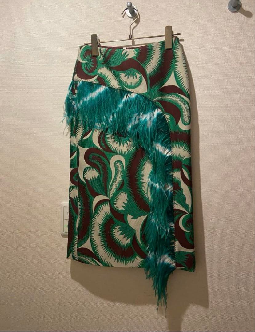 Dries van noten アウトサイダー柄　フェザースカート