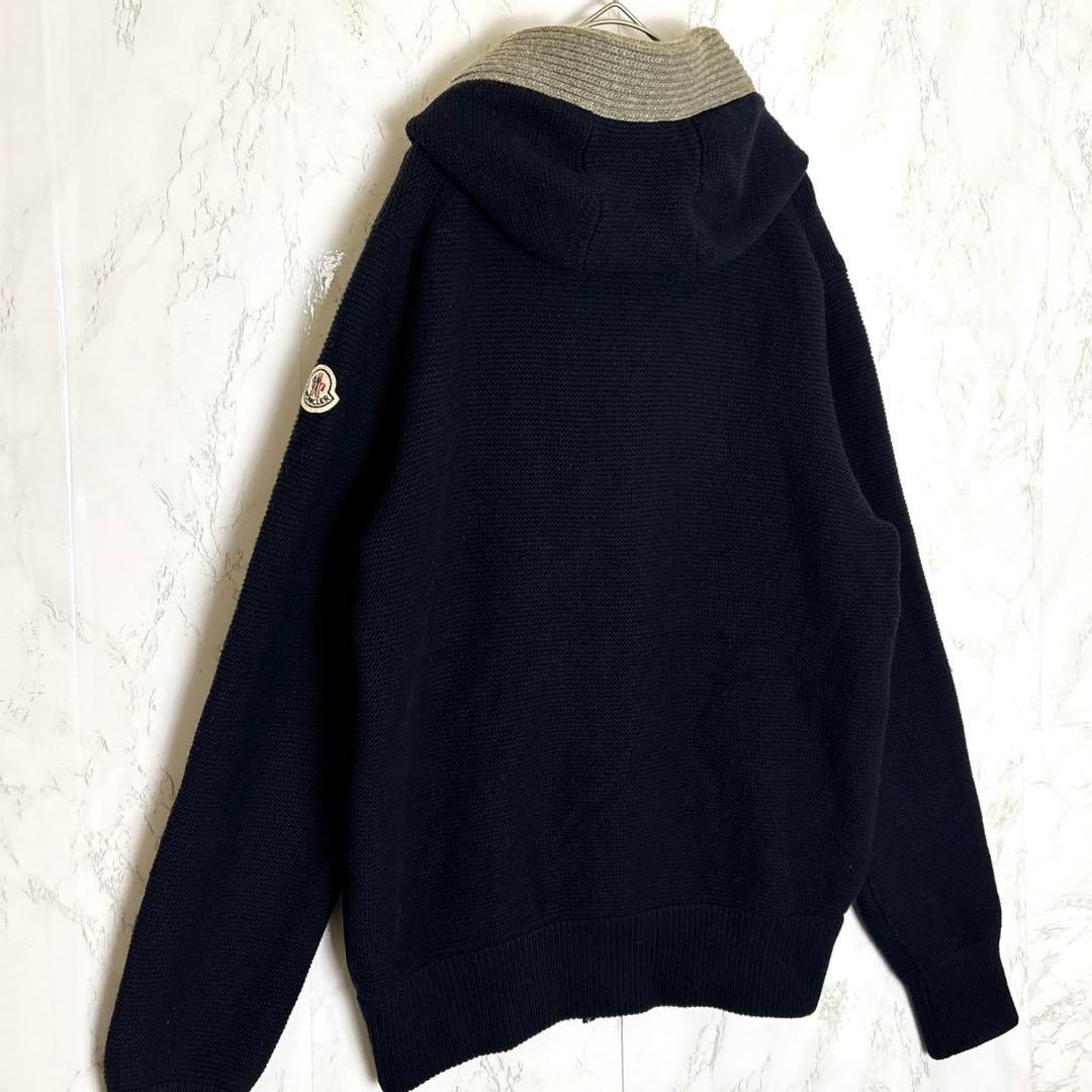 ✨人気デザイン✨モンクレール　マグリアトリコットカーディガン　ネイビー　切り替え