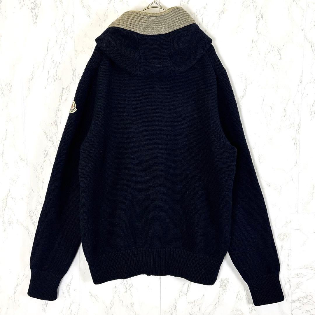 ✨人気デザイン✨モンクレール　マグリアトリコットカーディガン　ネイビー　切り替え