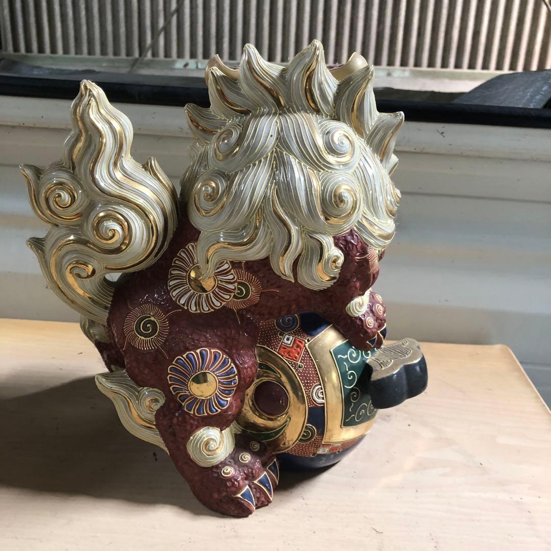 九谷焼 10号立獅子 盛 置物 風水 獅子  幸運 開運置物 商売繁盛