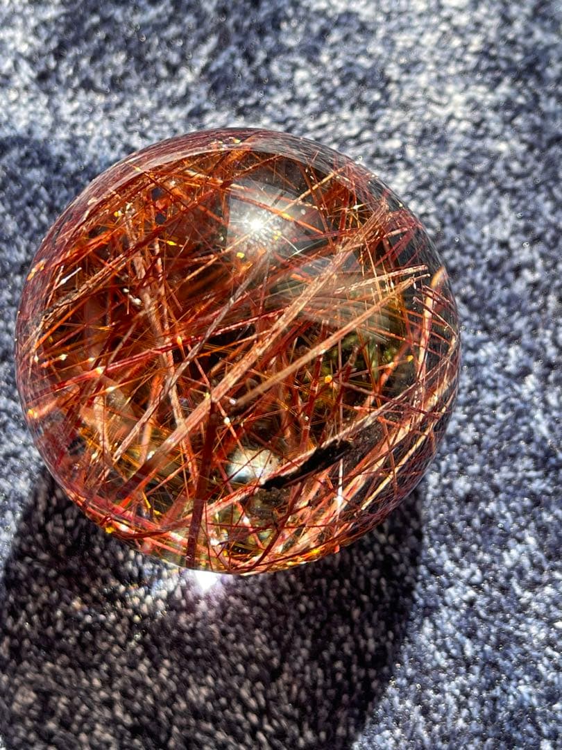 レッド　丸玉　天然クォーツ