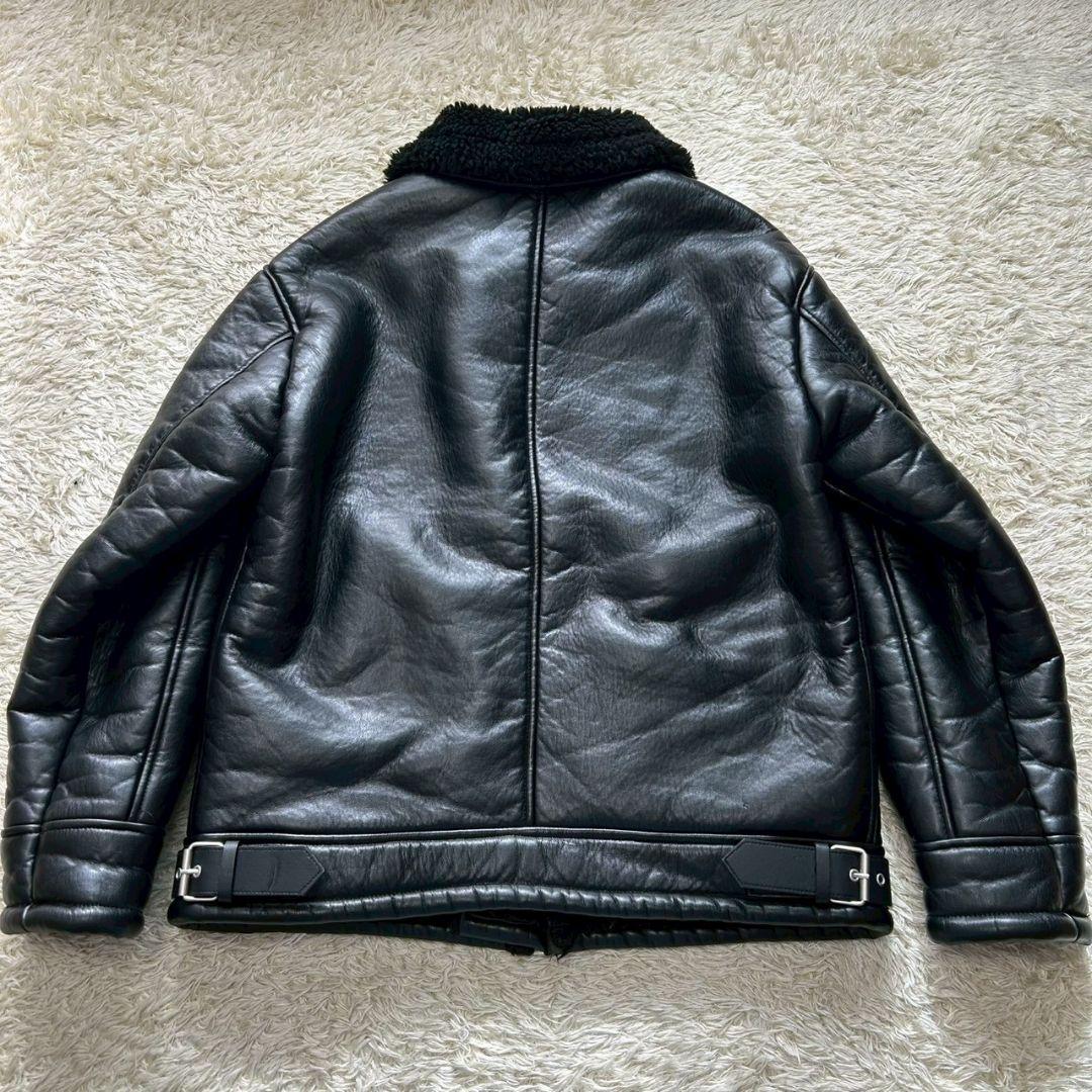 【美品】ザラ　フェイクレザー　ムートン　　裏ボア　ブラック　シングル　XL