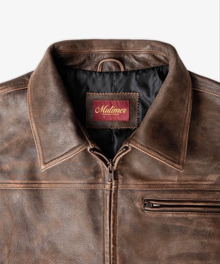 ジャケット・アウター Mutimer AGED HEAVY WASH LEATHER JACKET S