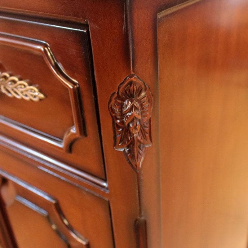 ローキャビネット マホガニー 幅135cm 引出 収納 棚 605-269