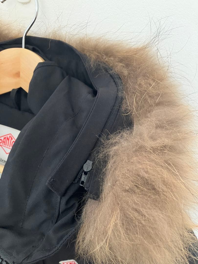 DANTON ファー付きロングダウンジャケット 黒 38