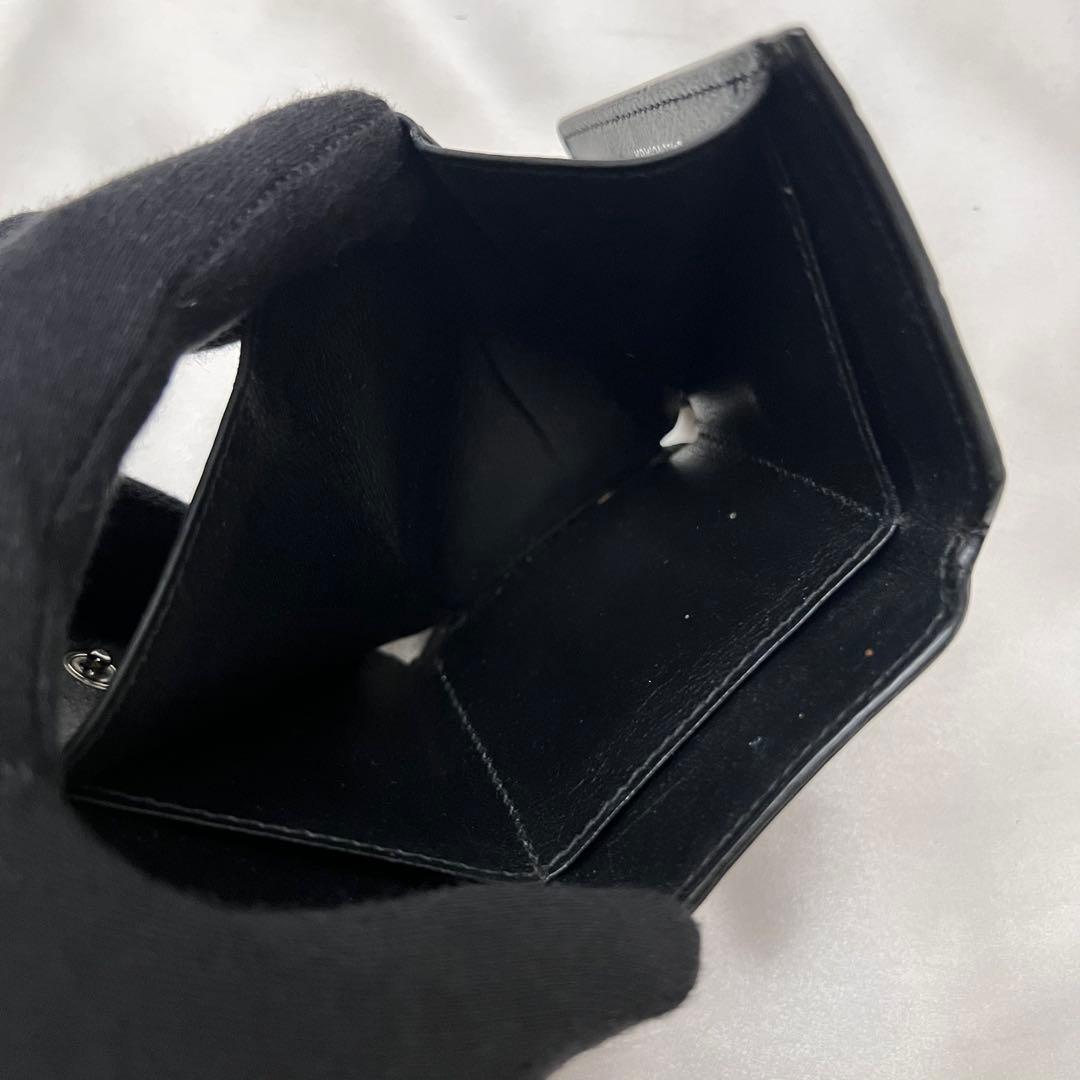 ◇レア美品◇バレンシアガ　エブリデイ　三つ折り財布　クロコ型押し　ブラック