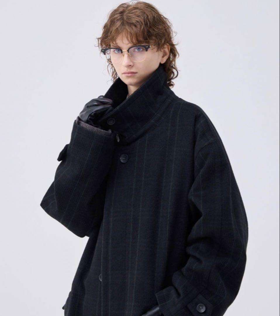 [soerte]ヘビーメルトンチェックシャギーコート サイズ2