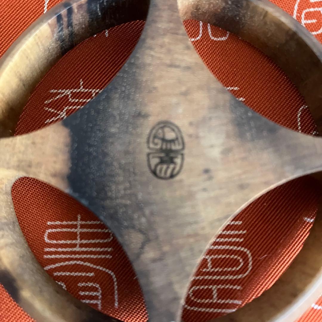 茶道具 平安象彦造 黒柿七宝透かし香合