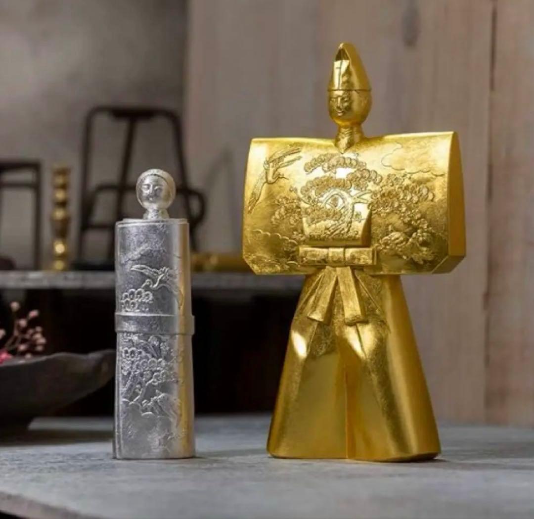 新品☆雛人形 お雛様 立雛 銀雅堂 親王飾り 屏風付 台座付 高岡銅器 松竹梅