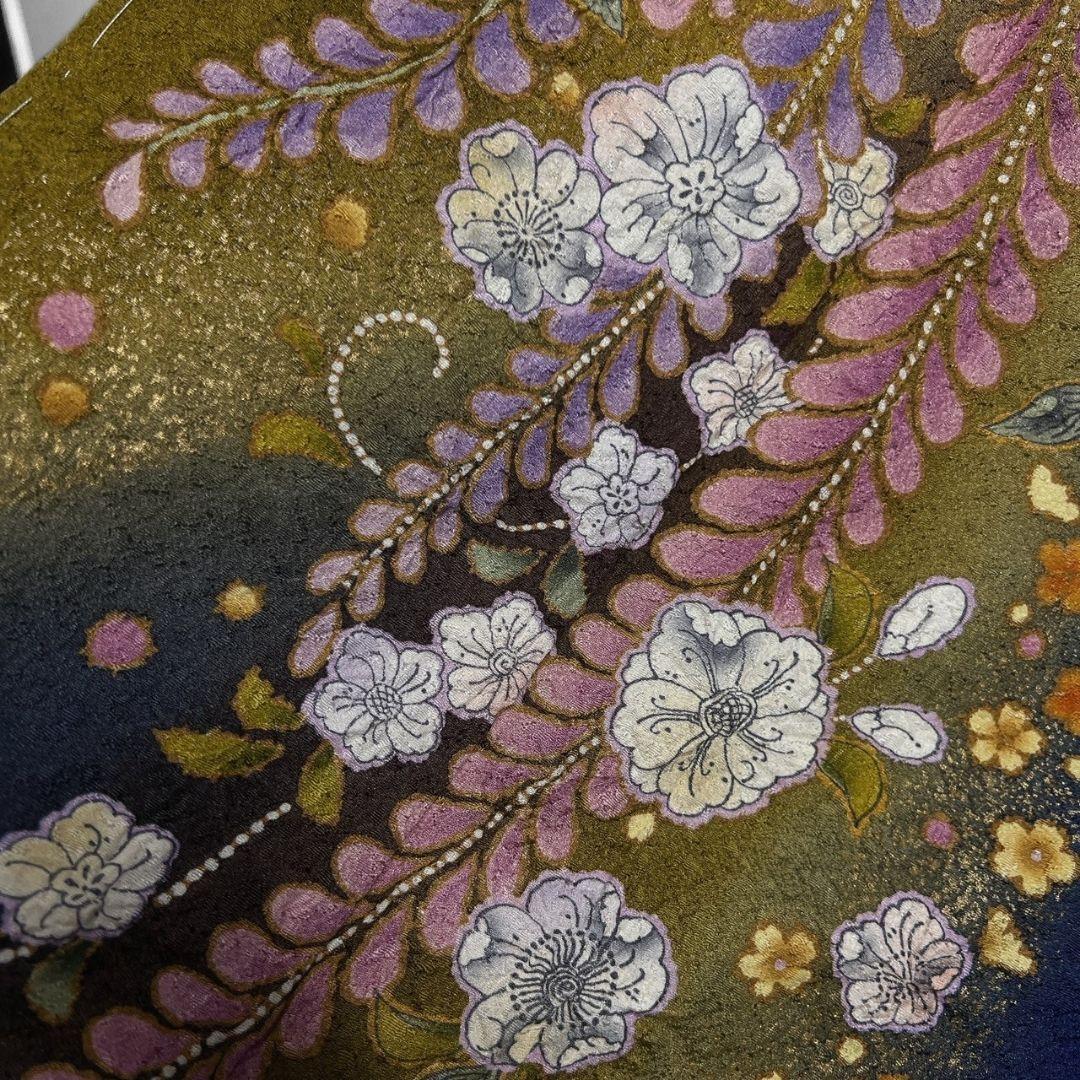 未着用　振袖　辻ヶ花　絞り　藤の花　襦袢付き　成人式　晴れ日　着物　064a p