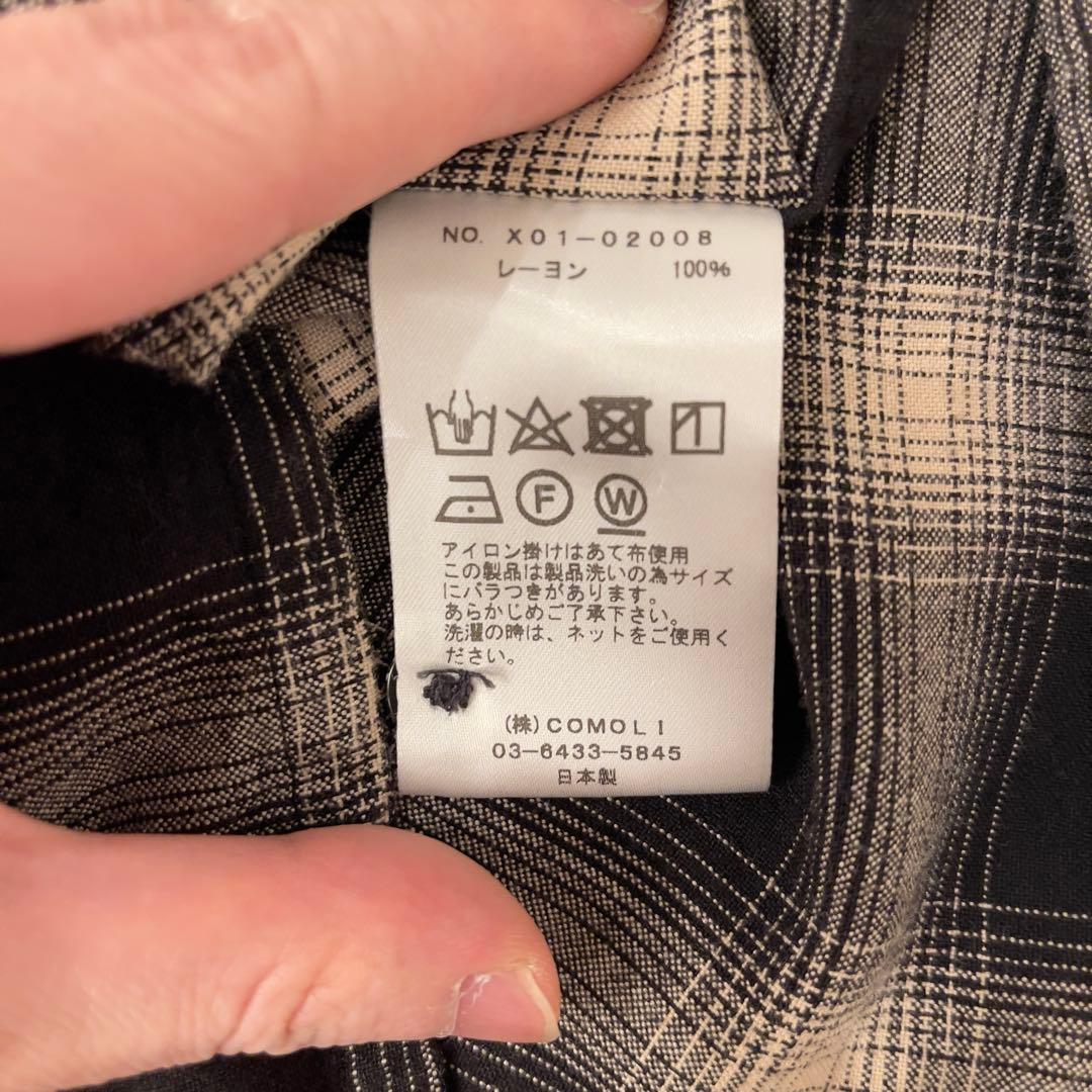 COMOLI 23SS レーヨンチェックオープンカラーシャツ サイズ1