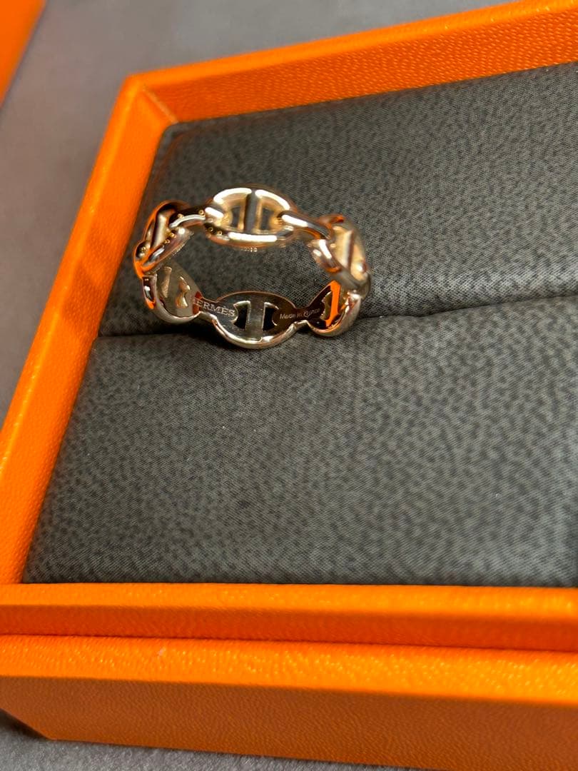 エルメス シェーヌ ダンクル アンシェネpm リング 49ピンクゴールド