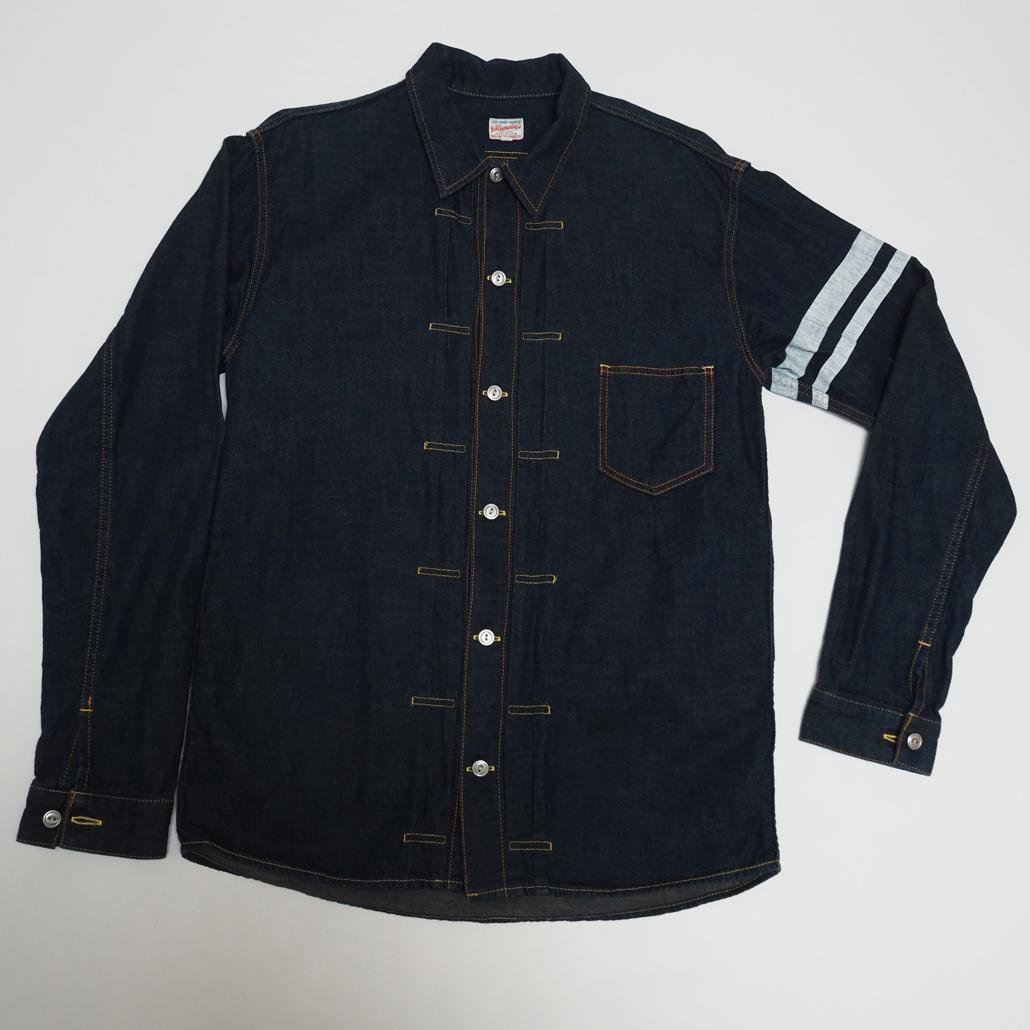 廃盤希少 桃太郎ジーンズ 1stタイプ出陣デニムシャツシャツ 大きいサイズ44