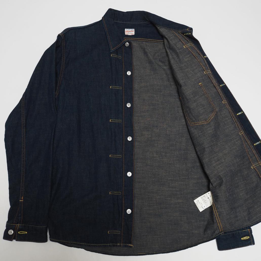 廃盤希少 桃太郎ジーンズ 1stタイプ出陣デニムシャツシャツ 大きいサイズ44