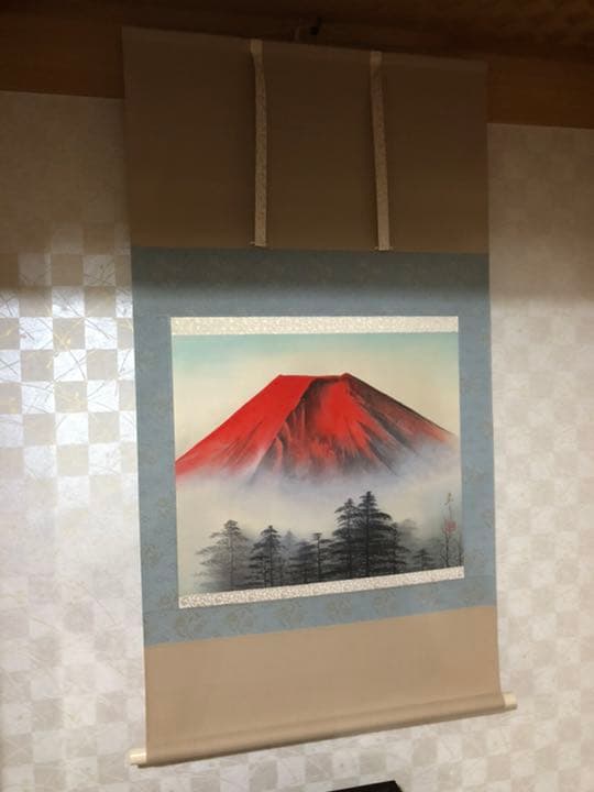 赤富士　掛け軸