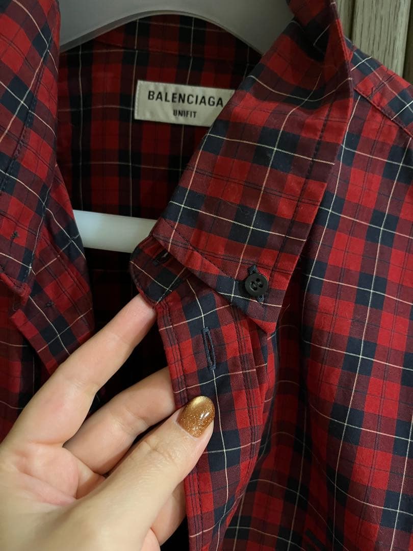 BALENCIAGA チェック柄 長袖シャツ　3B オーバーサイズ