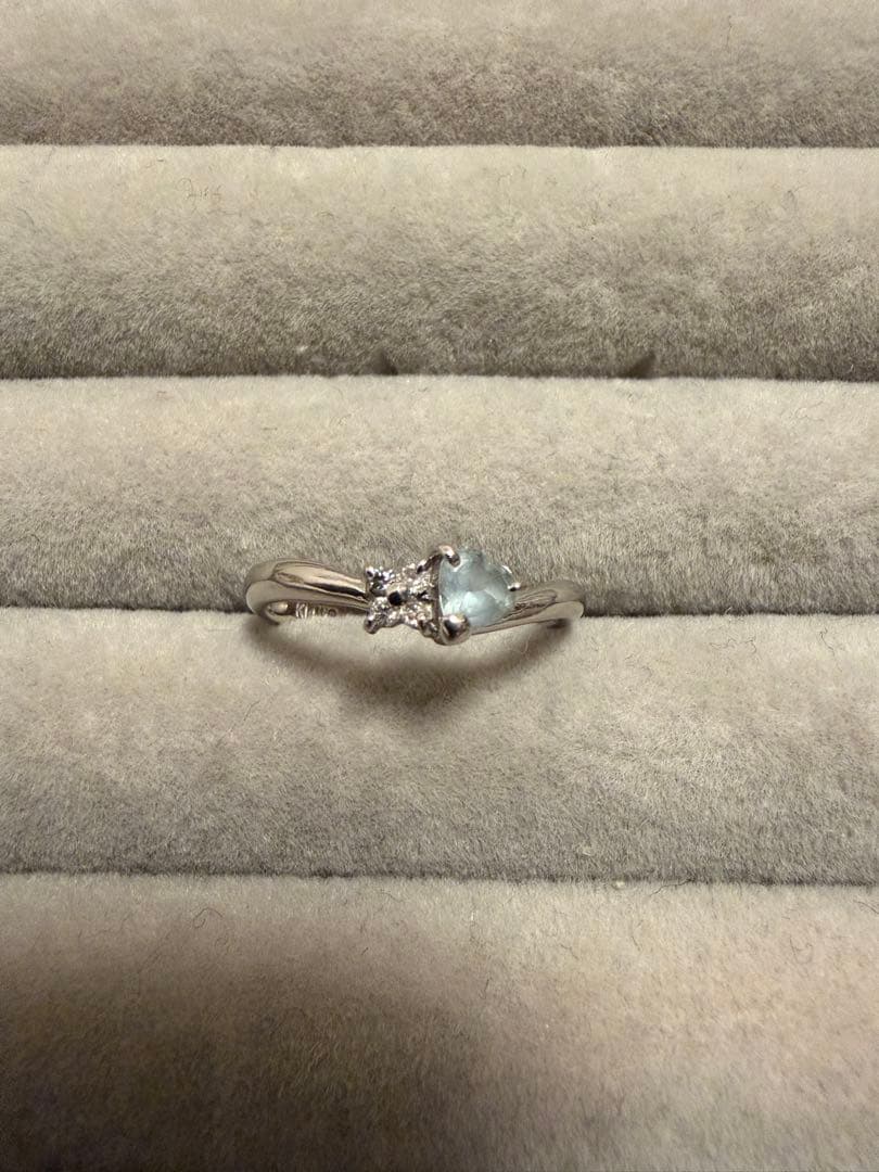 アクアマリン　メレダイヤモンドリング　K14 WG ホワイトゴールド 11号