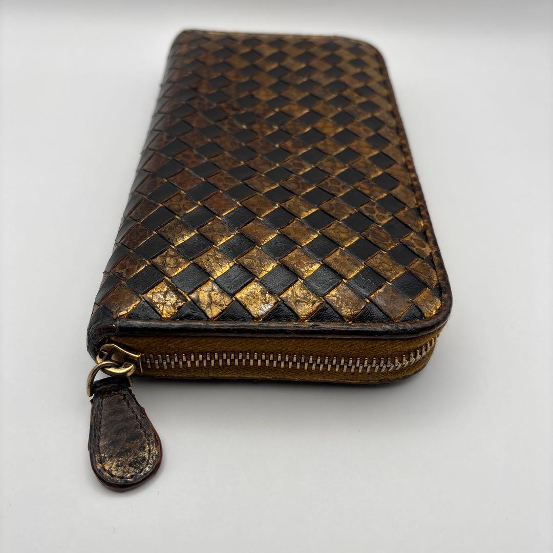 ◆正規品◆ボッティガヴェネタイントレチャート ラウンドファスナー長財布パイソン