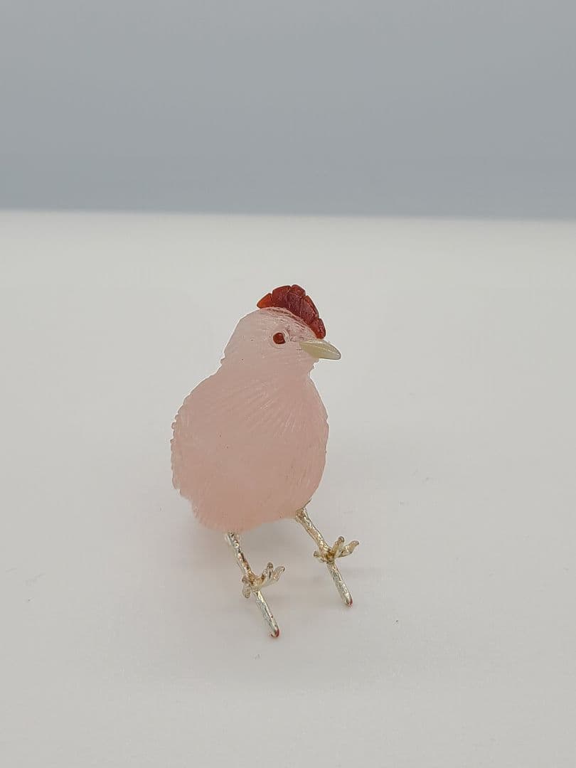 天然石彫刻 にわとり一家