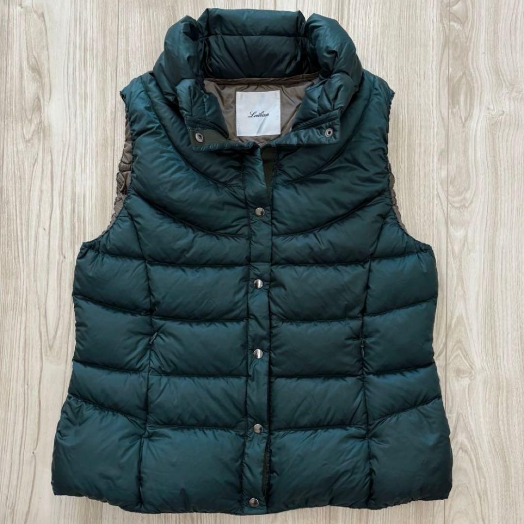 【極美品】Leilian 現行 ダウンベスト ダークグリーン 13+ XL 軽量